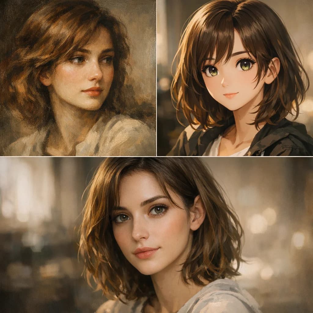 One avatar character rendered in many styles