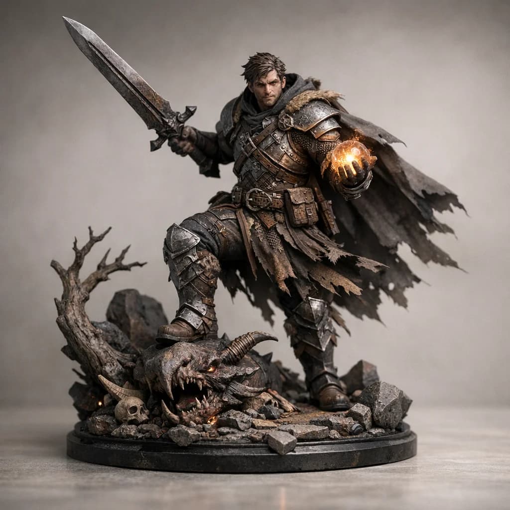 An export-ready 3D figurine render
