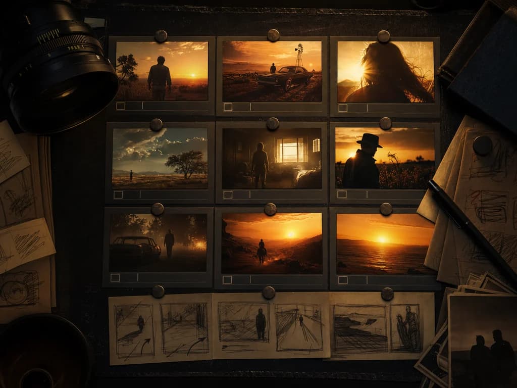 Prompt board for a cinematic AI video concept