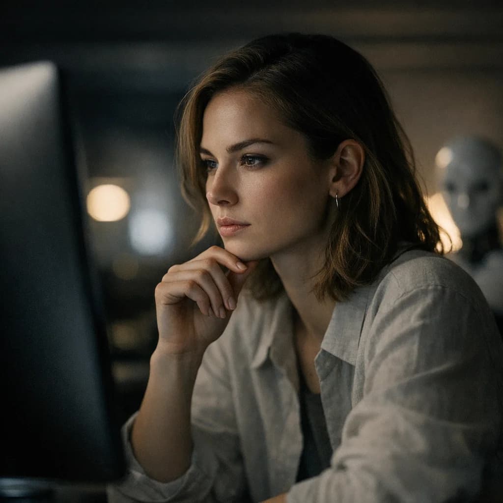 A cinematic film still with directed lighting