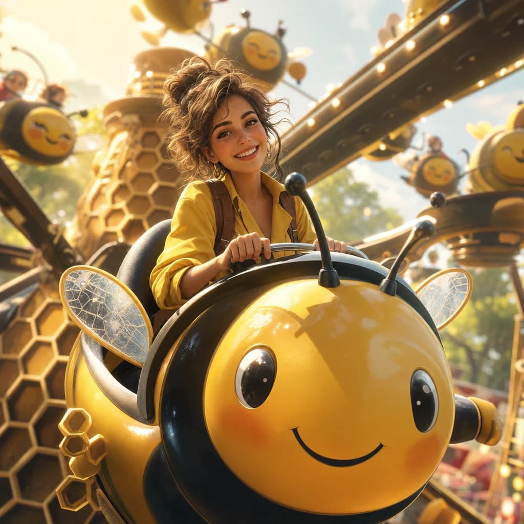 Stylized amusement ride image representing creative versatility