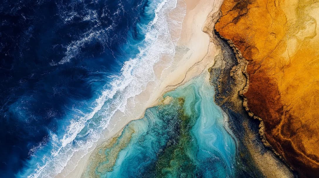 Abstract coastline visual representing fast creative variation