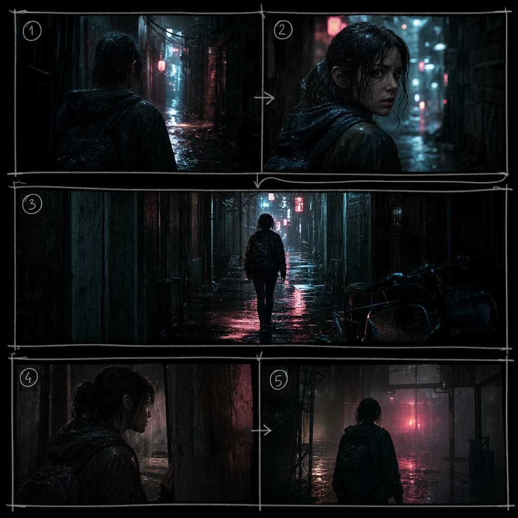 Cinematic multi-shot storytelling