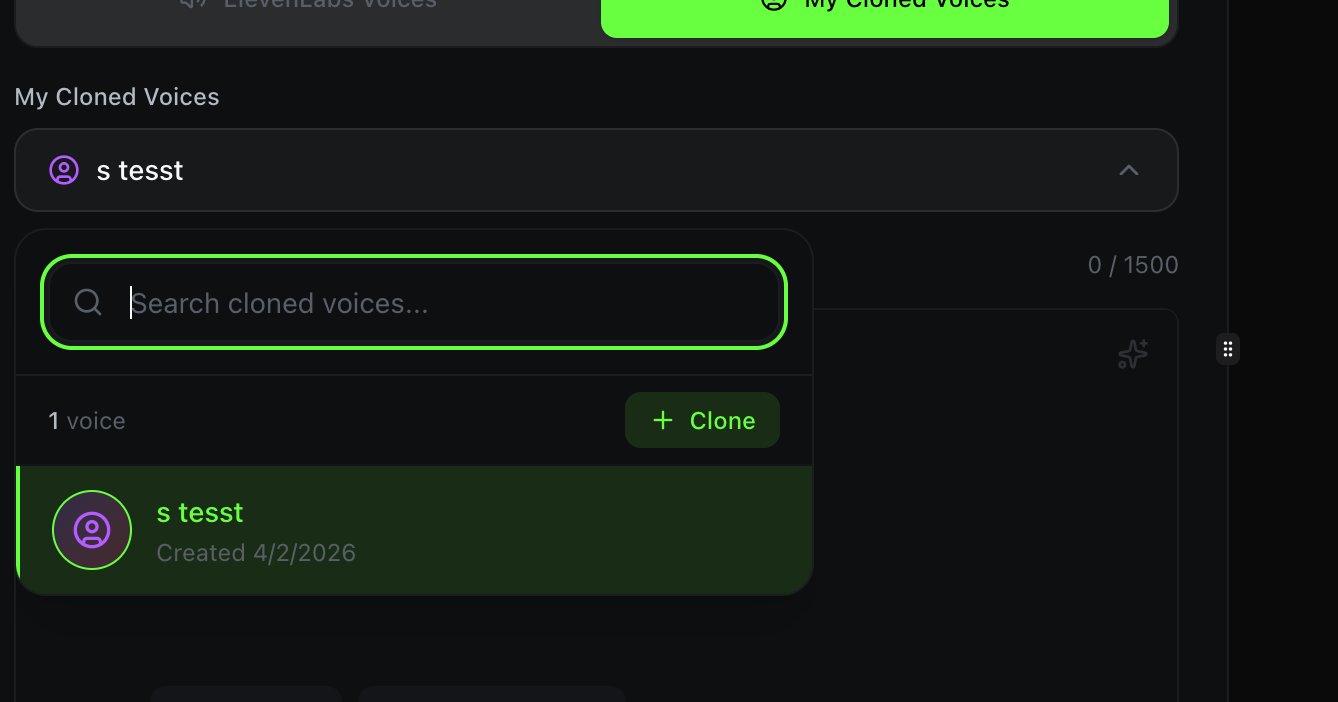 Cloned Voice Dropdown