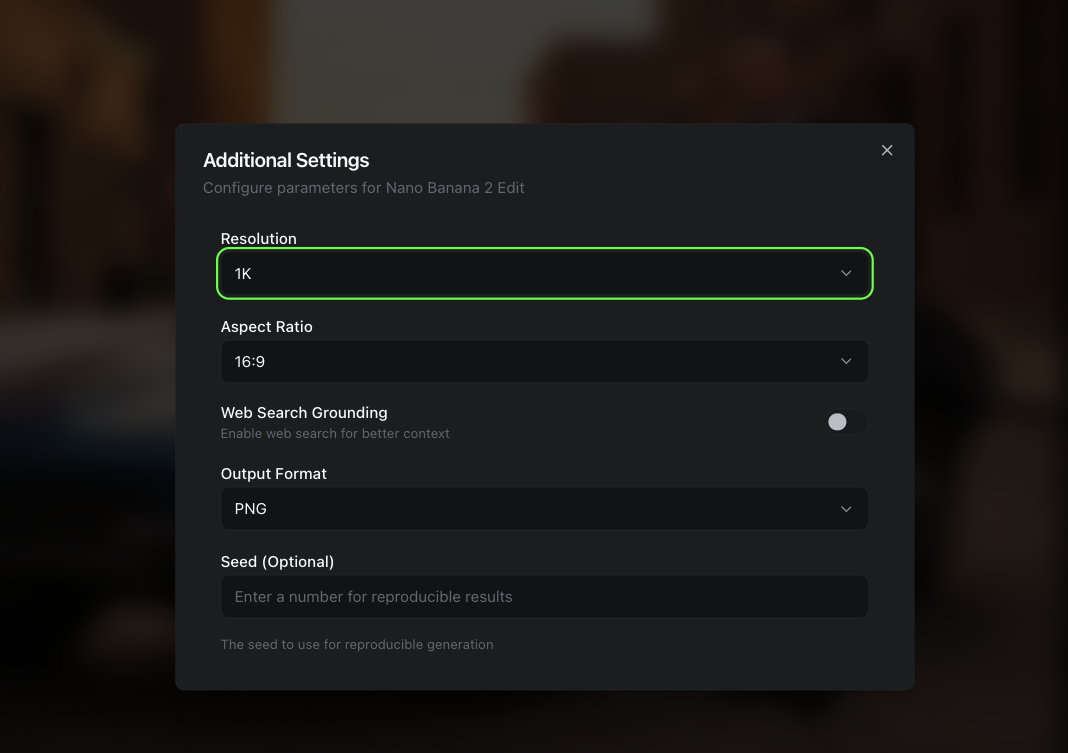 Additional Settings Dialog